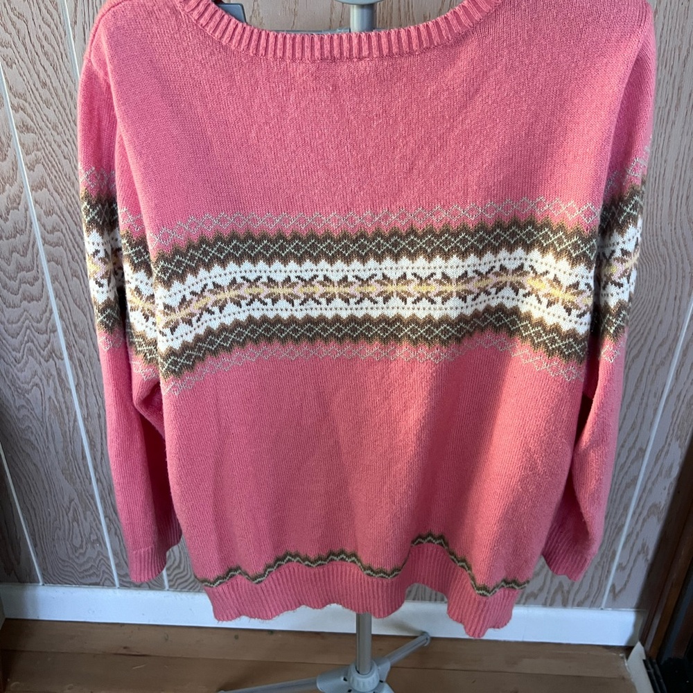 Talbots Pink and Brown Patterned Sweater